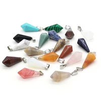 3pc natural semi precious stone pendants crystal agates charms for jewelry making diy earring necklace accessories size 13x28mm