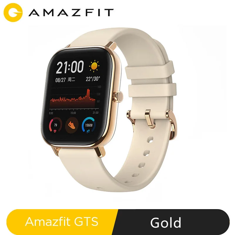 GTS-Gold Amazfit GTS глобальная версия Смарт спортивные часы gps 5ATM водонепроницаемые 1,65 “AMOLED дисплей Editable Widgets 14 дней Срок службы батареи часы - Цвет: GTS-Gold