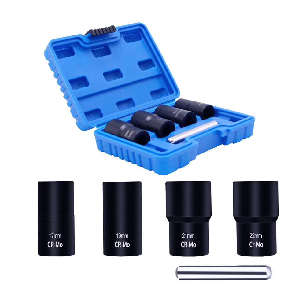 

5PCS Extractor Socket Set Impact Bolt Nut Kit Nut Removal Tool For Removing Rust Wear Wheel Nuts Hand Tools Kit With Box
