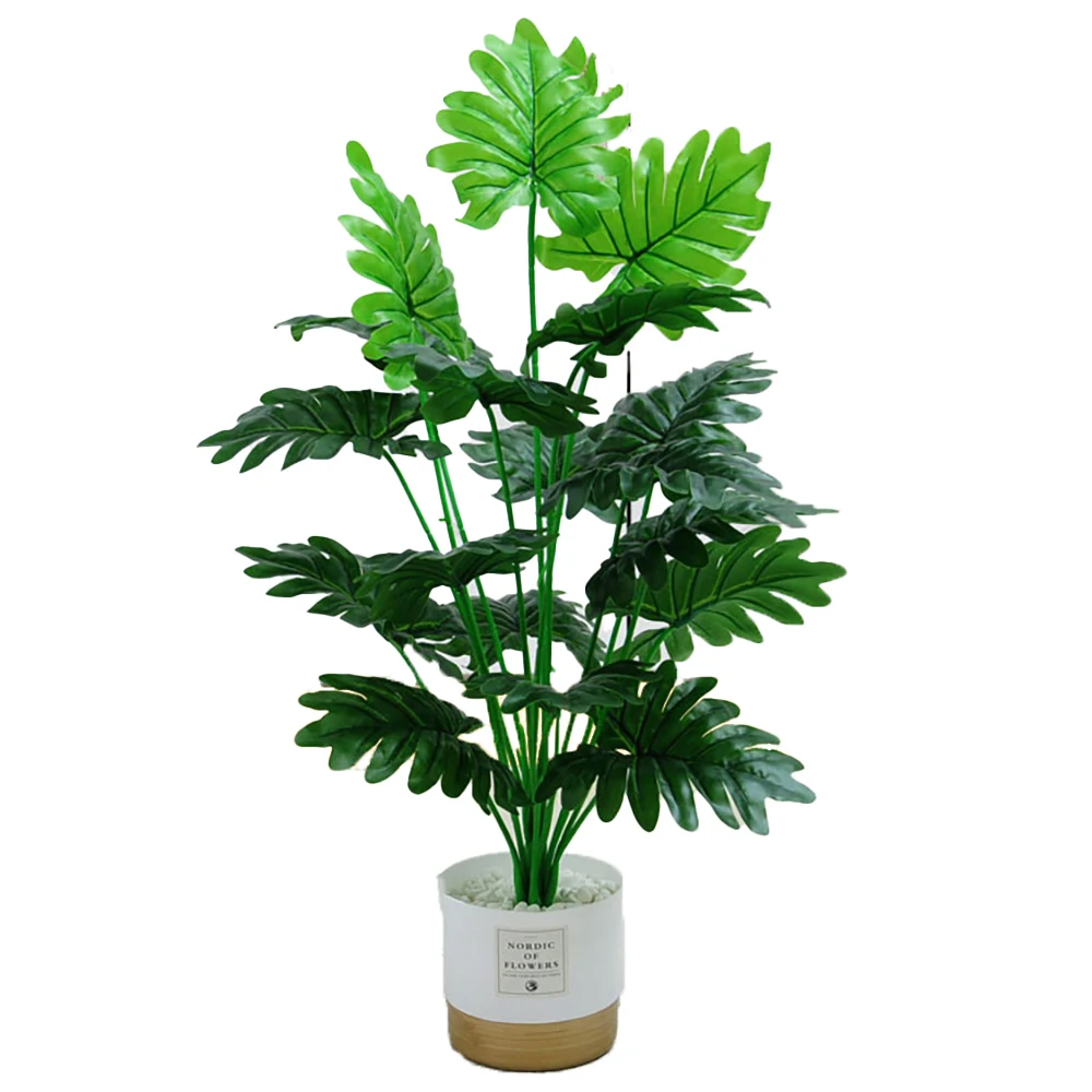 

Tropical Palm Plants Large Artificial Bonsai Plastic Green Monstera For Home Garden Room Office Decor Living Room Decoration