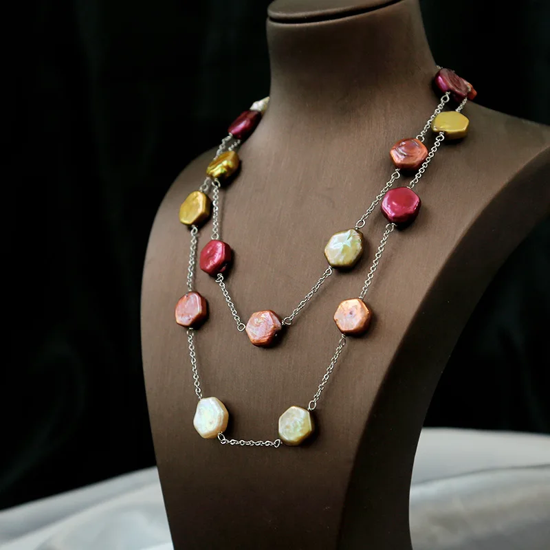 

Luxury Baroque Colorful Shell Pearl Necklace for women Sweater Chain Pendant Jewelry Banquet Gift Y-shaped Multipurpose Chains