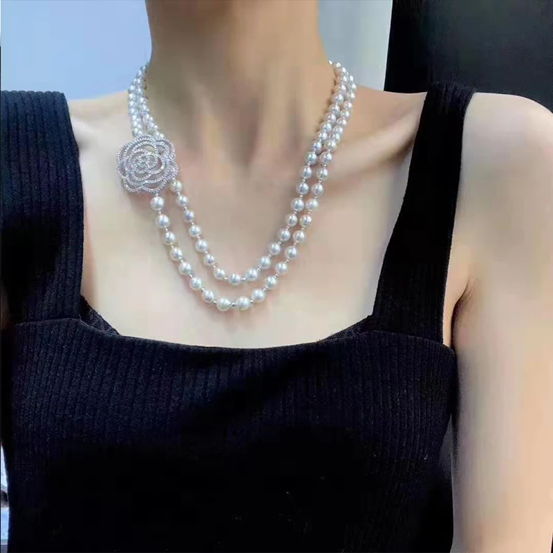 

Long freshwater pearl round necklace 7/8/9mm nature beads wholesale FPPJ strand 120cm