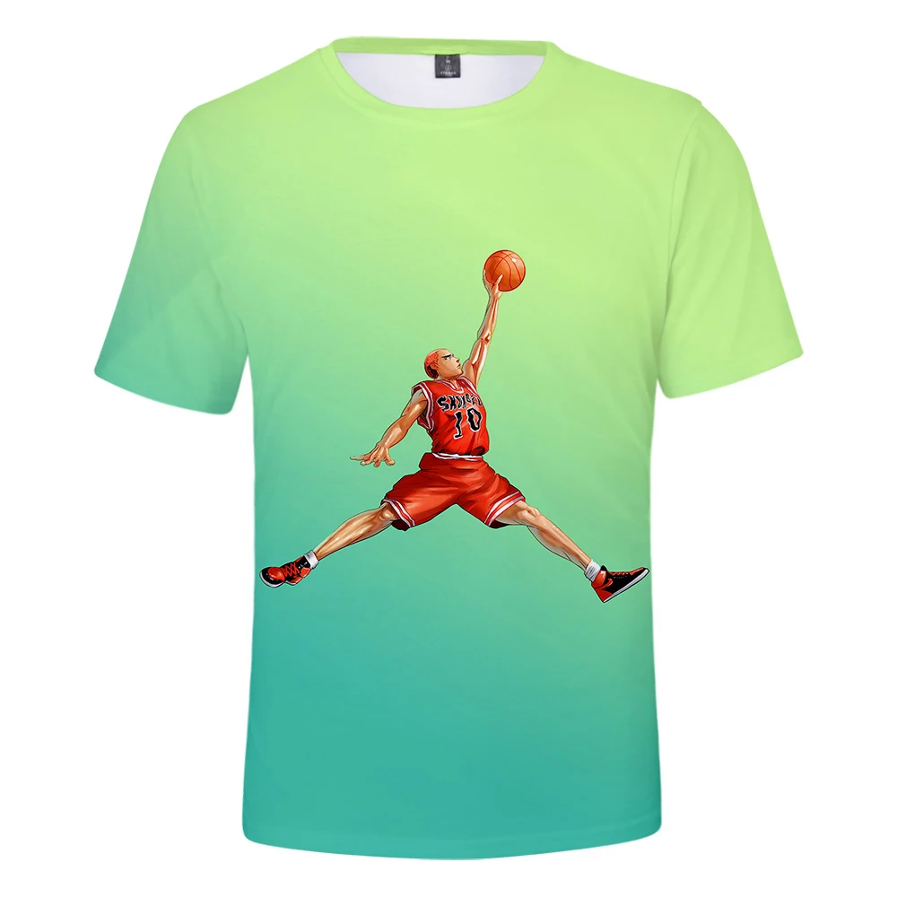Модная белая футболка с 3D принтом Классическая аниме Slam Dunk для мужчин и женщин