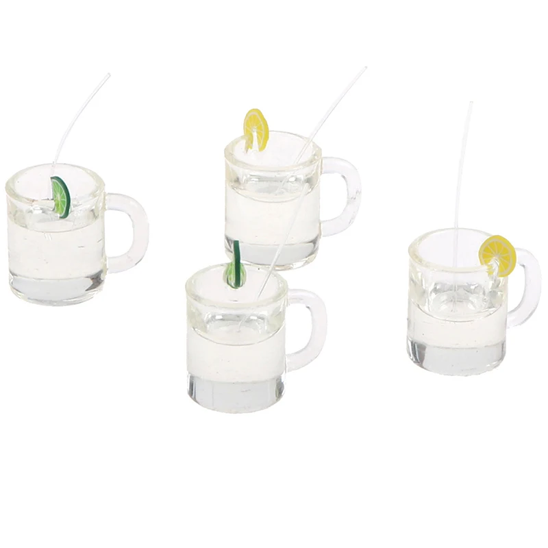 

New 1:12 Resin Dollhouse Mini Lemon Water Cup Miniature Dollhouse Furniture Accessories Cups Toy Mini Decoration Gifts 2Pcs