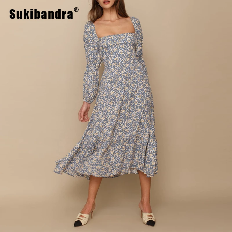 

Платье-миди с длинным рукавом и оборками, в стиле «Бохо»