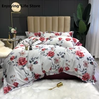 egyptian bedding sets queen king size bed duvet cover bed sheetsfitted sheet linen set pastoral style bed set
