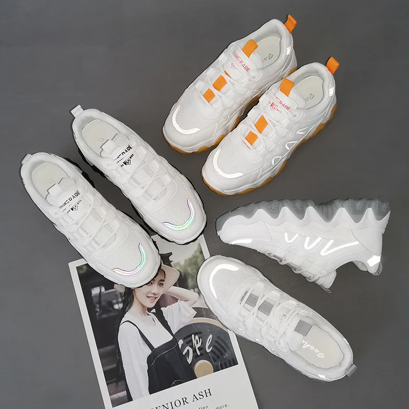 New women's sneakers 2020 spring white running shoes Korean thick bottom wave casual sports ZP-31 | Спорт и развлечения