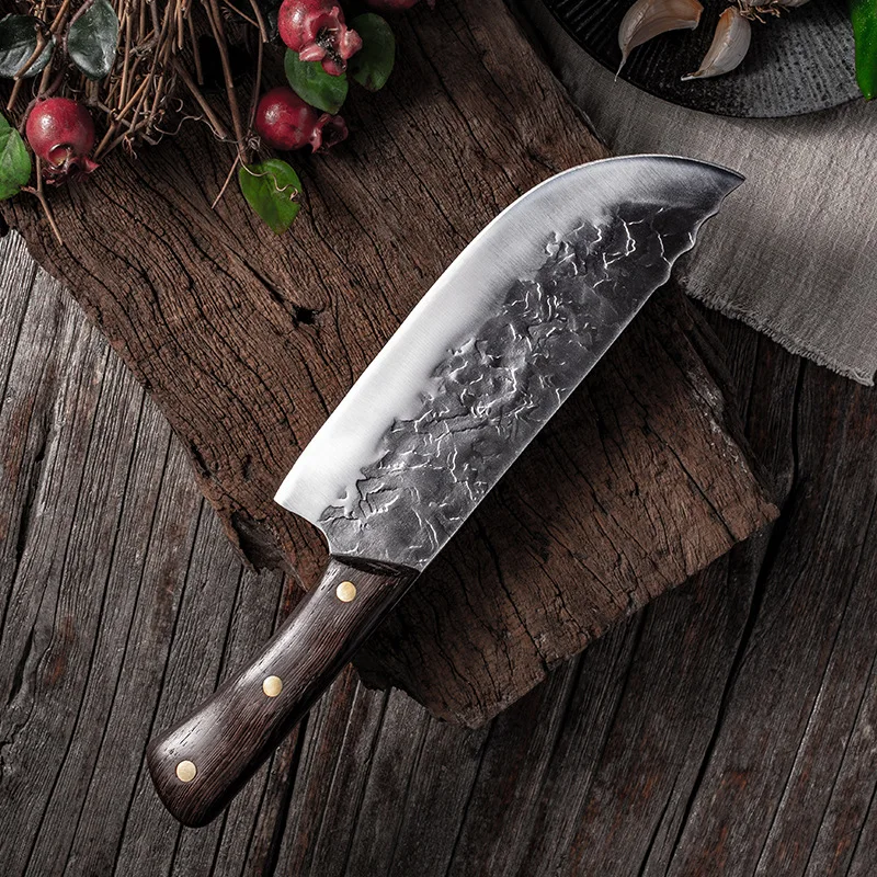 

7.6inch Handmade Forged Kitchen Knife Butcher Meat Chopping Cleaver Chinese Chef Knife 5CR15 Stainless Steel chef knife sushi