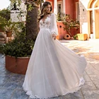 Шифоновое свадебное платье в богемном стиле с пышными длинными рукавами, кружевное пляжное свадебное платье для женщин 2022 robe de mariee простой