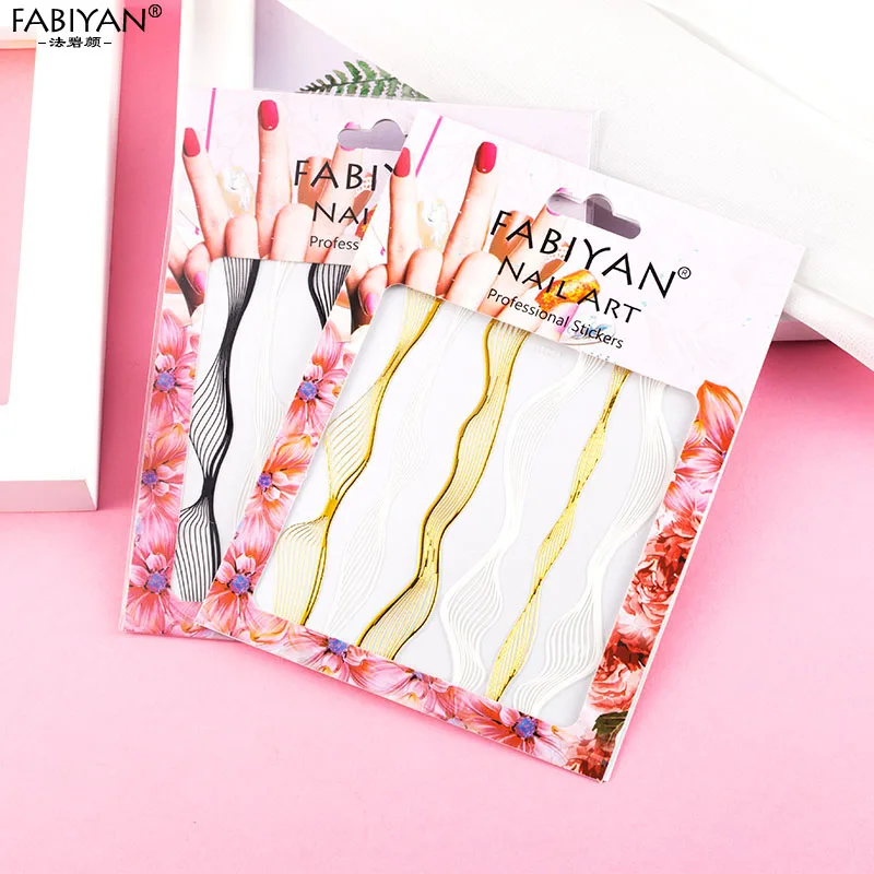3D наклейки для дизайна ногтей декоративные металлические полосатые линейные