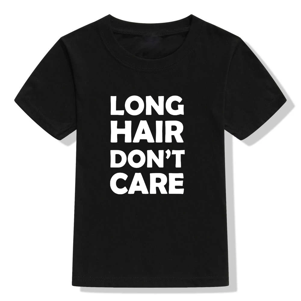 Camiseta de pelo largo para ni&ntilde;os, camisa de manga corta a la moda para j&oacute;venes o ni&ntilde;os peque&ntilde;os, color negro, informal-3