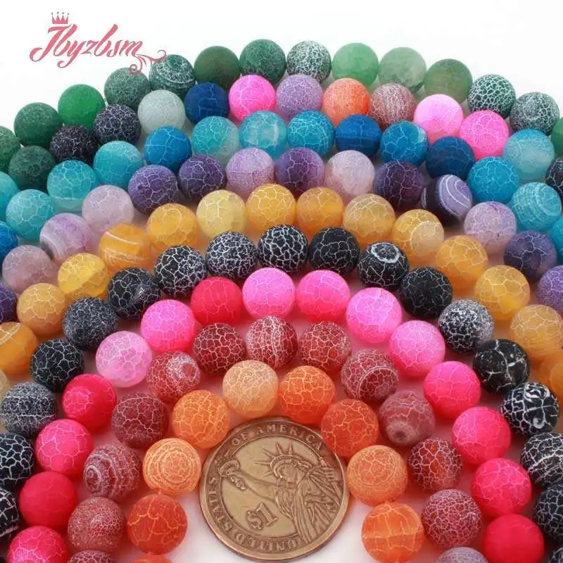 8 мм круглые бусины с морозом трещинами выветривающимися агатами из натурального