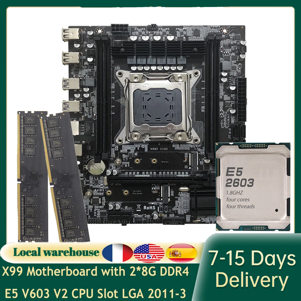 

Материнская плата X99 с процессором E5 2603 V2, слот LGA 2011-3 USB3.0 NVME M.2 SSD, 4-канальный DDR4 64 Гб ОЗУ, материнская плата, настольный компьютер