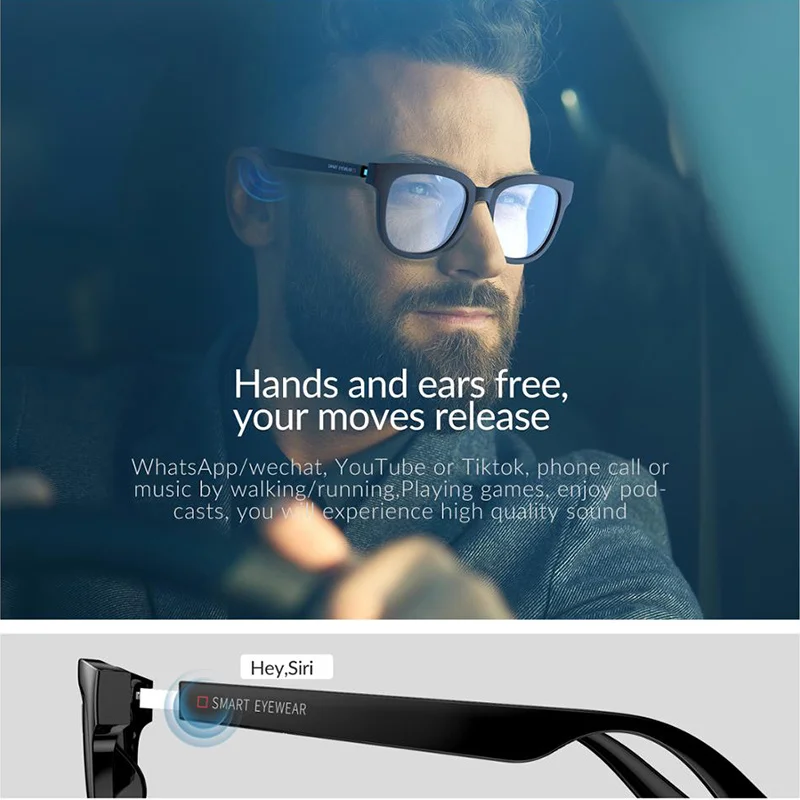 구매 업데이트 블루투스 5.0 스마트 안경 음악 사운드 선글라스는 IOS 및 안드로이드와 호환되는 안경 처방전과 일치 할 수 있습니다