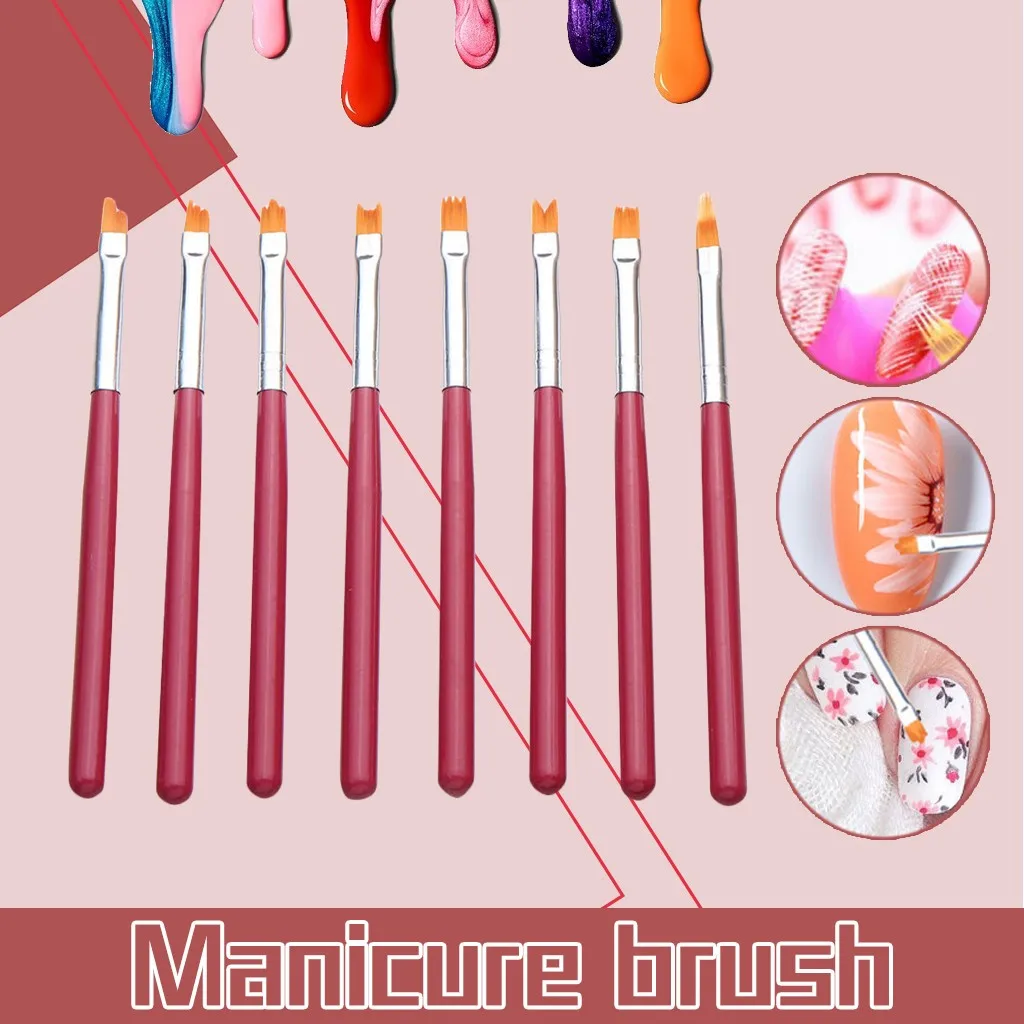 

8Pcs Professional Manicure UV Gel Brush Pen Acrylic Nail Art Painting Drawing Brush Phototherapy Tools Craft Toys Adult child