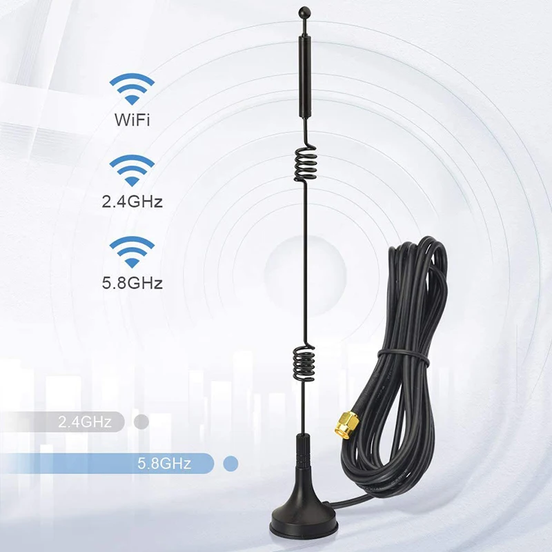 Двухдиапазонная антенна Wi-Fi 2 4 ГГц 5 8 9 дБи магнитное основание MIMO RP-SMA шт. |