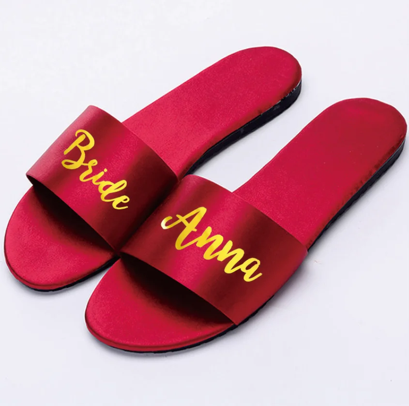 Женские свадебные шлепанцы оригинальные для невесты подружки свадебный подарок