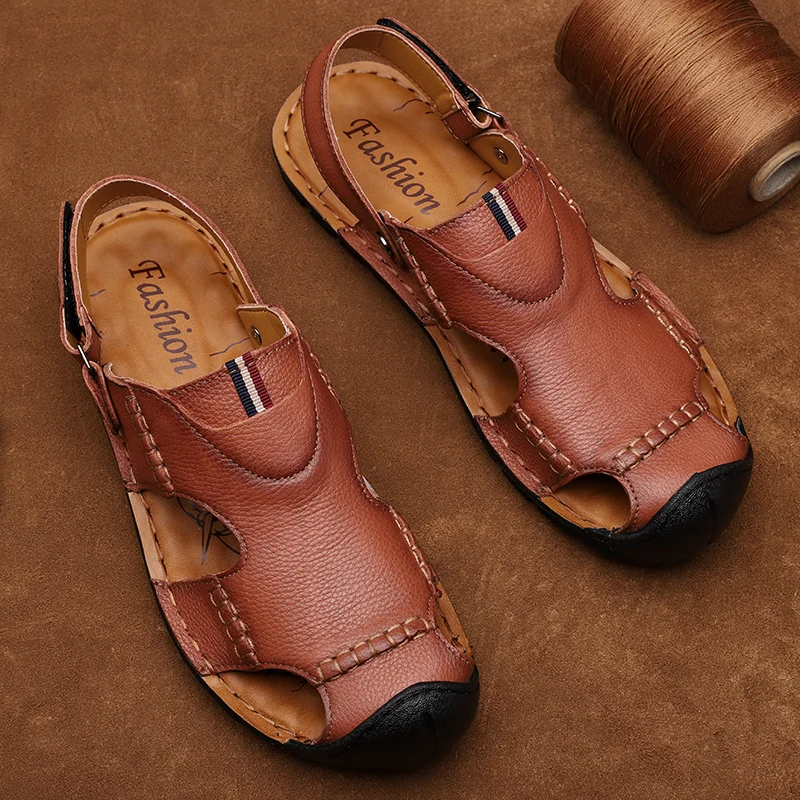 

Сандалии мужские из натуральной коровьей кожи, дышащие, летние