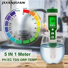Цифровой рН-метр 5 в 1 TDS ORP EC, тестер температуры и проводимости, ручка с фильтром для чистоты воды и подсветкой, скидка 50%