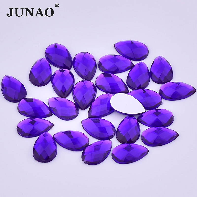 JUNAO 13x18 мм 18*25 темно-фиолетовый каплевидный кристалл клей для страз на Плоской