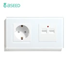BSEED ЕС Стандартный один штепсельная бакелитовая розетка с USB розетка 3 цвета с украшением в виде кристаллов Стекло Панель электрическая розетка Белый черного и золотого цвета 110V 250V