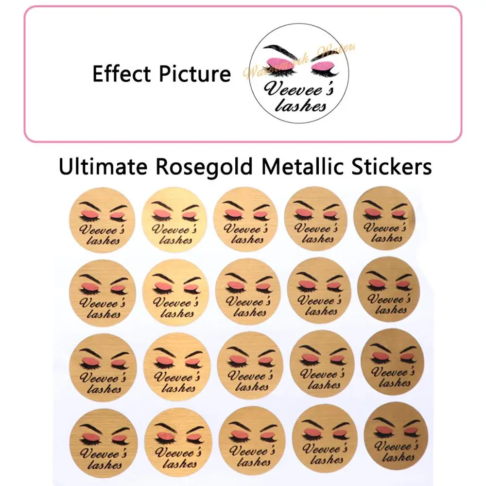 Глянцевая розовая золотая металлическая наклейка на заказ для ваших ресниц