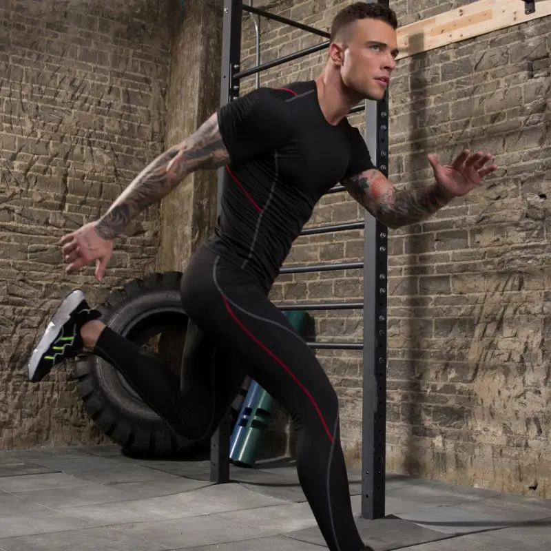 

Men Running T-shirt Compression Fitness Workout Shirts Gym Quick Dry Sports Short Sleeve top