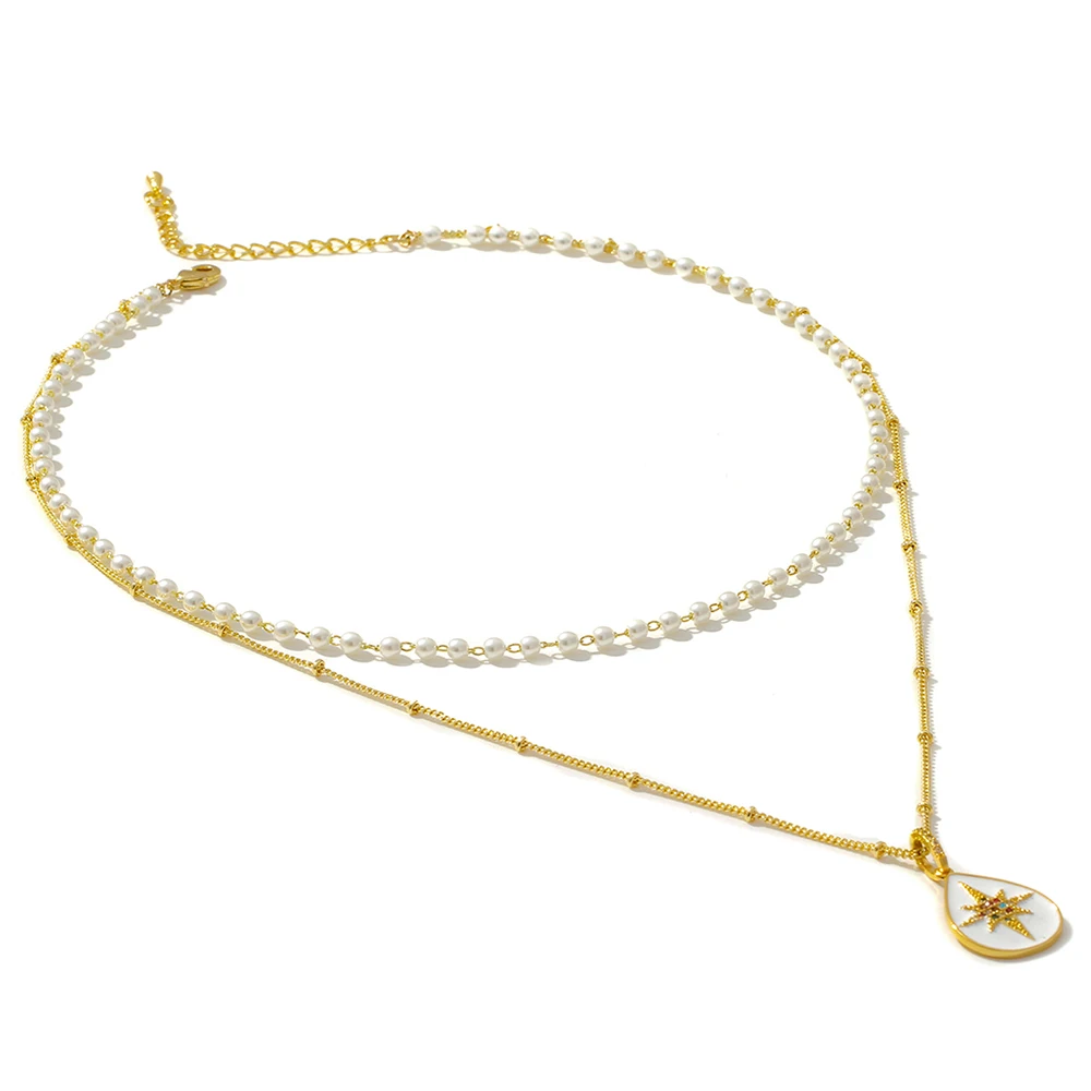 Женское многослойное ожерелье Yhpup корейское с искусственным жемчугом и медным