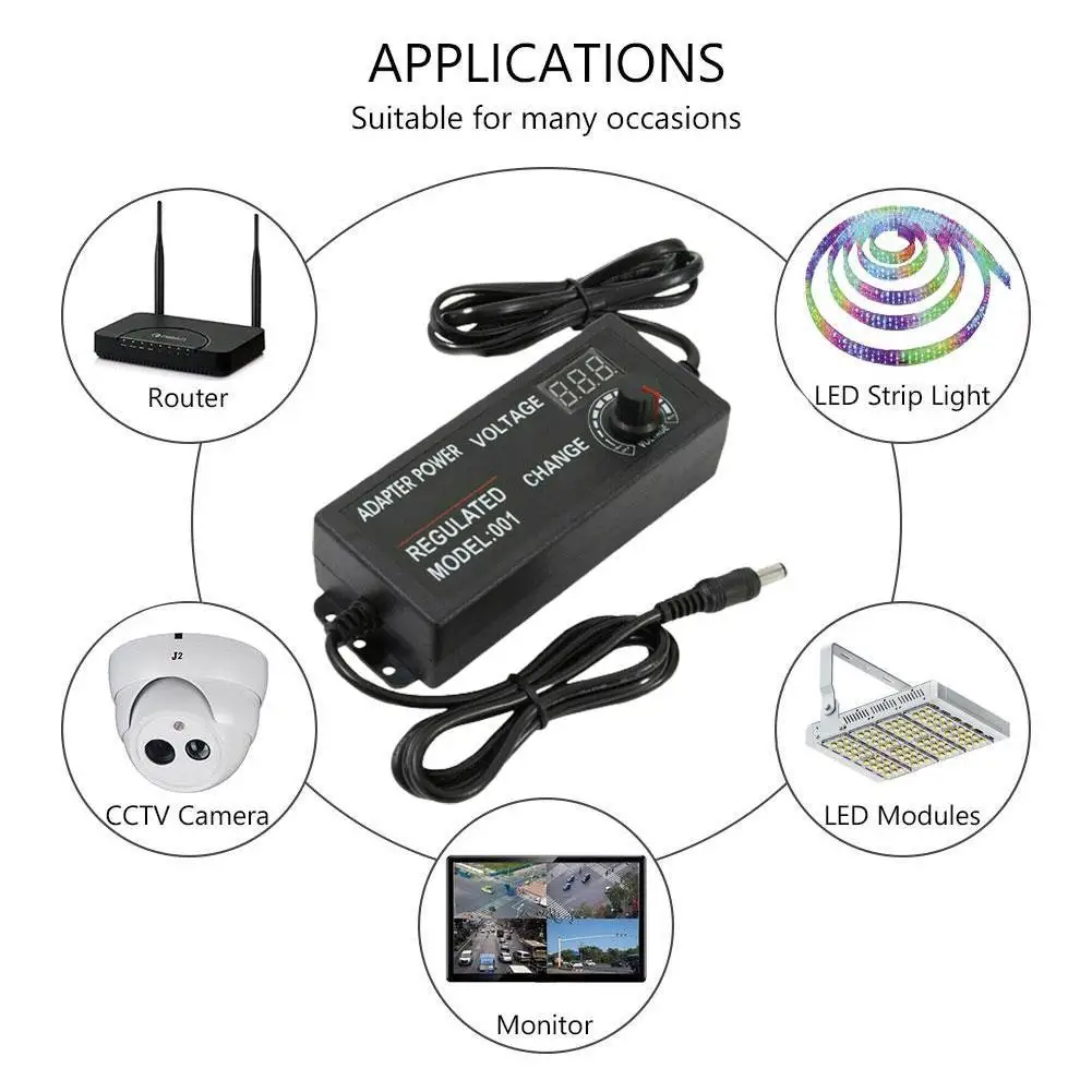 60w адаптер Напряжение Регулируемый AC 100 220V DC/DC 3V 12V питания Светильник полосы 3A