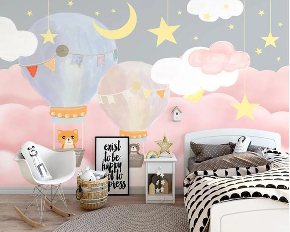 Обои на заказ для новорожденных воздушный шар с розовой Туманностью из