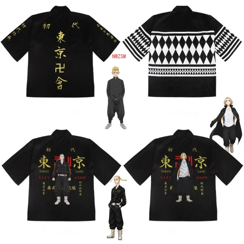

Anime Tokyo Revengers Sano Manjiro Draken Mikey Cosplay Costume Coat Uniform Cloak Tops Kimono Haori Shirt Unisex Shorts Pants