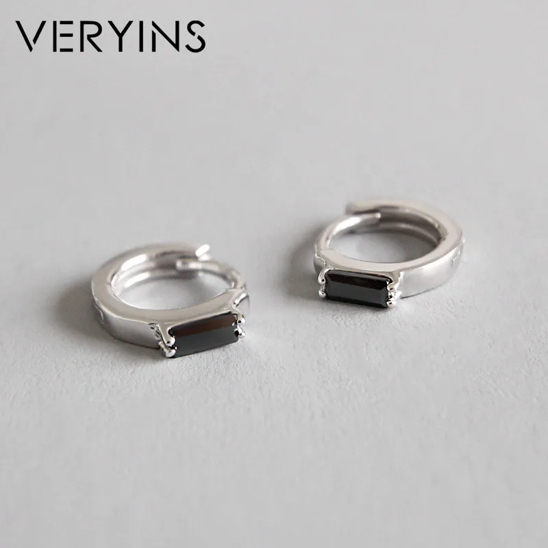 Veryins чистый 925 Серебряные серьги небольшие кольцевые золотистого цвета в