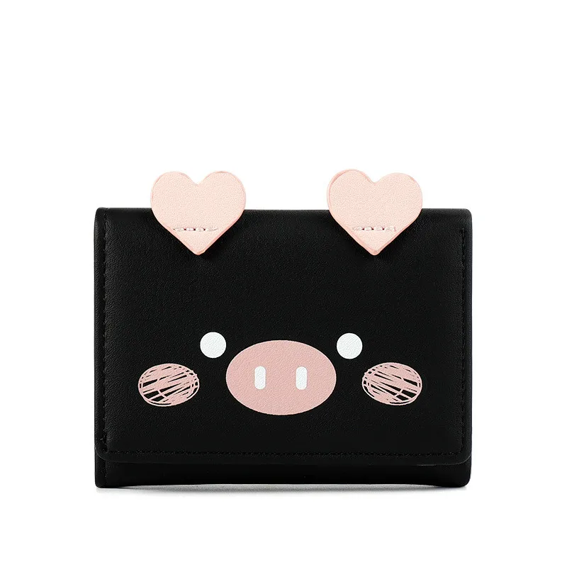

Cute Wallet For Women Cartoon Pig Designer Wallets PU Leather Coin Purse Ladies Trifold Money Purses Small Carteras Para Mujer
