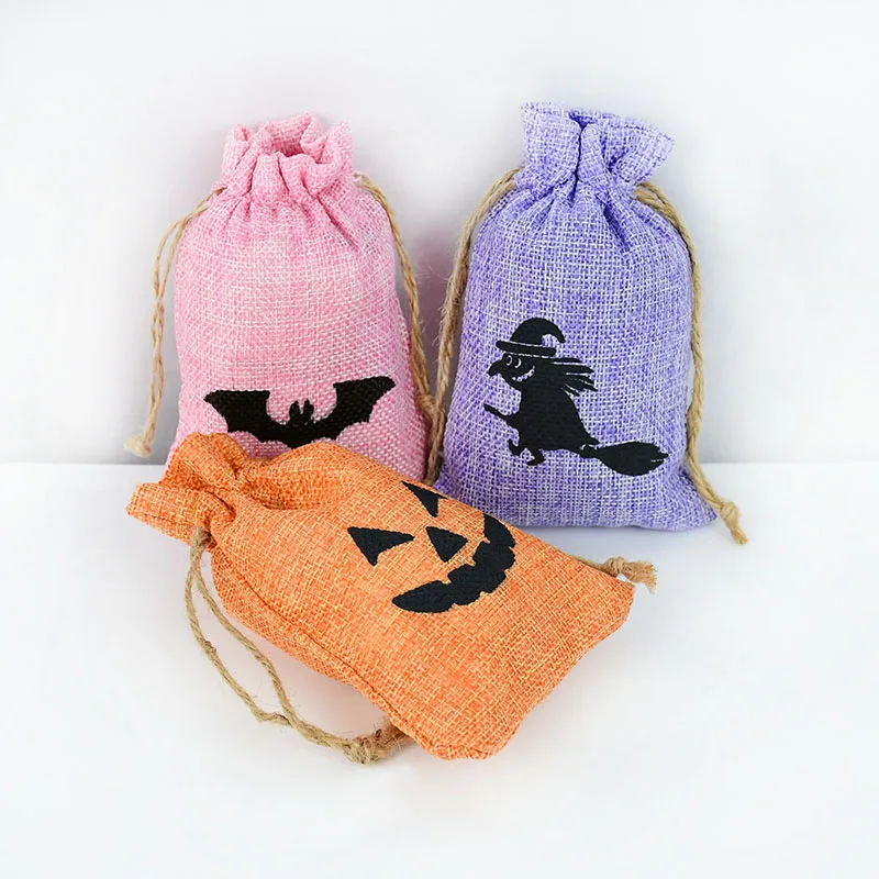 5 шт паук летучая мышь Скелет джутовые подарочные пакеты из мешковины с шнурком