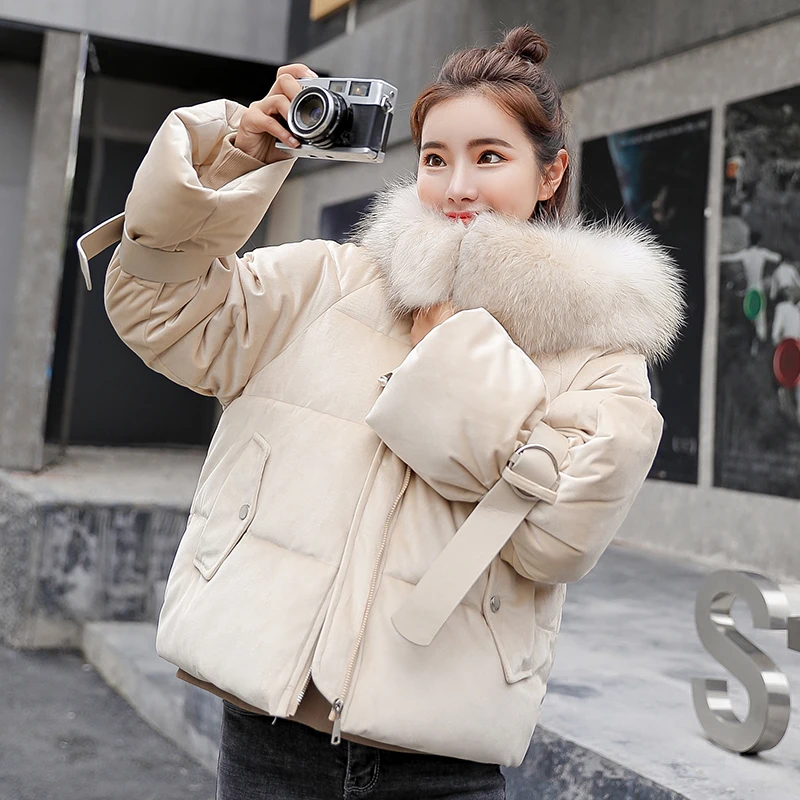 

2020 Winter Thick Bubble Jacket Women Short Style Solid Mujer Parkas Hooded With Fur Collar Plus Size Casual Coat Kobieta Kurtka