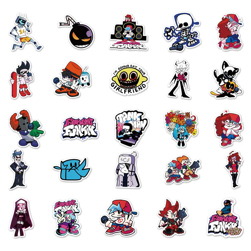 10/30/50PCS Game Friday Night Funkin Stickers Cartoon Decals DIY Skateboard Laptop Phone Bike Car Guitar Toy Sticker for Kids - купить по