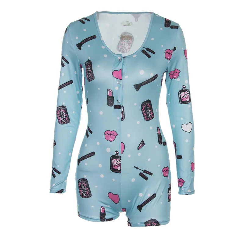 

Women's Sexy Deep V Neck Shorts Jumpsuit Long Sleeve One Piece Bodysuit Pajama Bodycon Rompers Overall