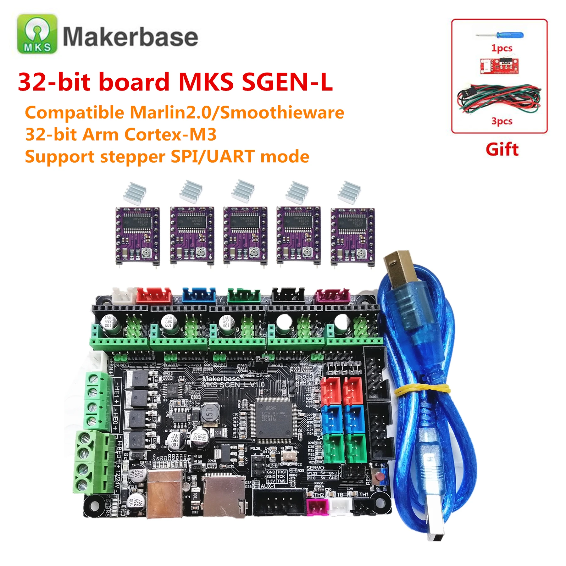 3d принтер обновление материнская плата MKS SGEN_L панель управления 32 бит Arm Cortex-M3+ шаговый Драйвер запчасти похожие BIGTREETECH SKR V1.3