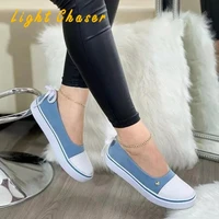 large size 35 43 single shoes womens flat bottomed shallow mouth one pedal ladies canvas shoes round toe casual shoes women