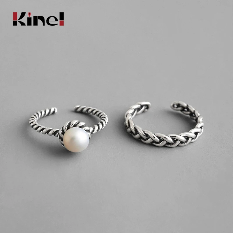 

Kinel 2020 Fashion Small Natural Freshwater Pearl Rings for Women Stackable Real 925 Sterling Silver Ring Jewelry Gift