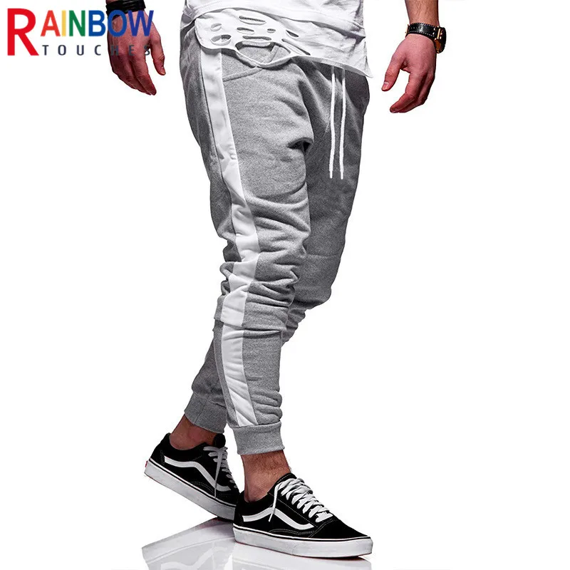 Модные мужские спортивные брюки Rainbowtouches с боковыми полосками повседневные на