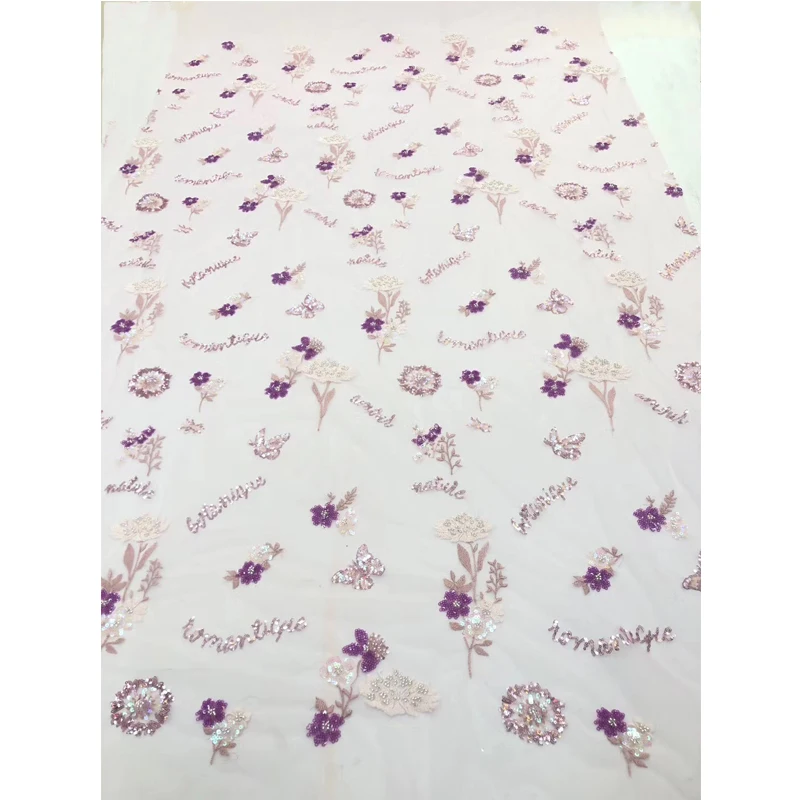 

Latest High Quality African Lace Fabric Exquisite Flower Butterfly Design Embroidered Tulle Lace Polyester Fresh Style For Dress