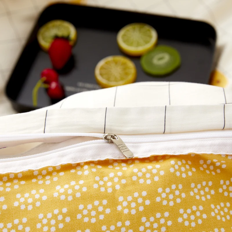 Комплект постельного белья из 4 предметов с желтым лимонным принтом 100% хлопка