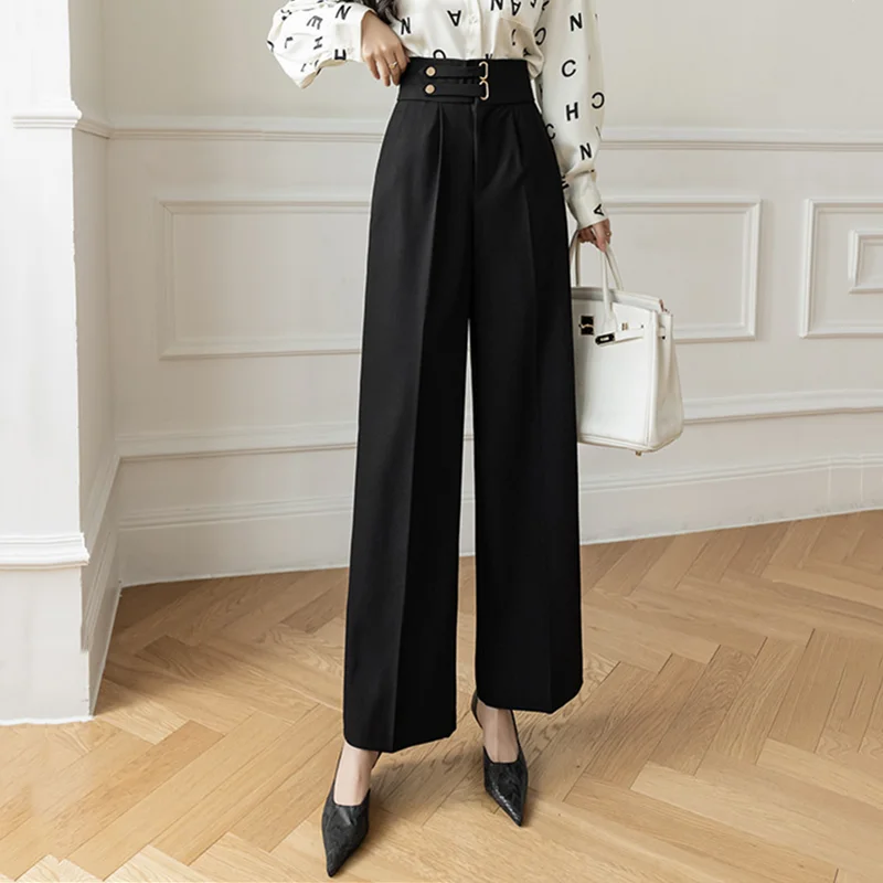 

Elegant and atmospheric wide-leg pants women's autumn 2021 new high-waist drape and thin mopping pants loose straight-leg pants