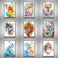 diy animal fox full square drill diamond painting colorful handmade cross stitch kits embroidery mosaic home room wall decor