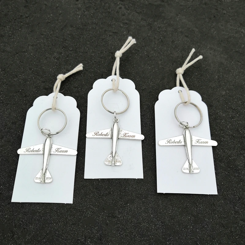 

Personalized name date plane Keychain Birthday Gifts Vintage Airplane Key chain Wedding Gifts For Guests Wedding Souvenirs