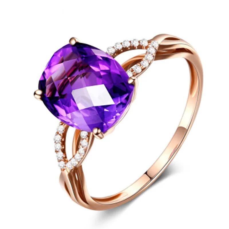 

Women's Fashion Ring Oval Purple Stone Finger Rings Gold Filled Wedding Party Jewelry Promise Engagement Ring for Ladies