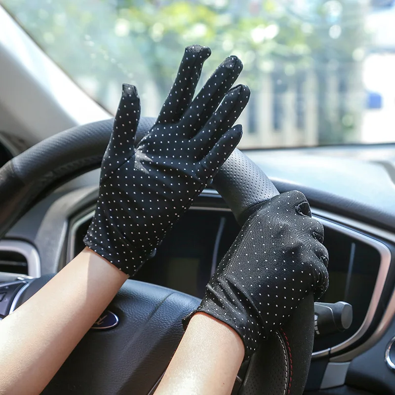 

Dots Summer Gloves Women Spandex Thin Anti-skid Driving Glove High Elastic Fashion Mittens Accessories Sunscreen For Adult