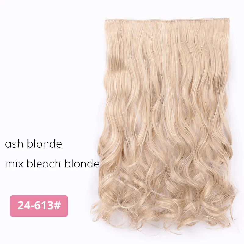 AISI BEAUTY, синтетические волнистые волосы для наращивания, 24 дюйма, 120 г, 5 клипов, цельные, блонд, коричневый, накладные волосы для женщин - Цвет: 24-613