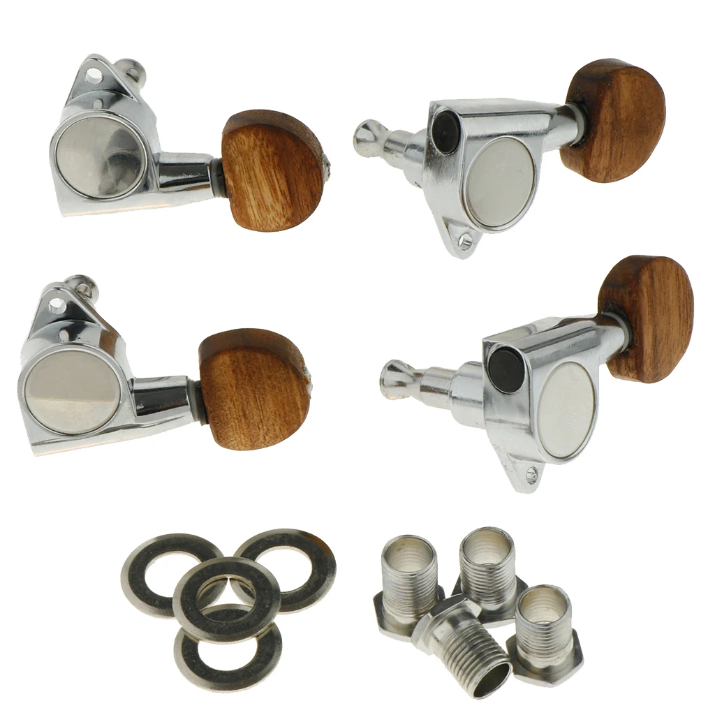 

4 Pieces Acoustic Guitar Tuners Ukulele 2R2L + Gasket And Screw